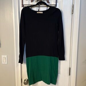 Michael Kors Black & Green Sweater Dress w/ Gold Side Zippers